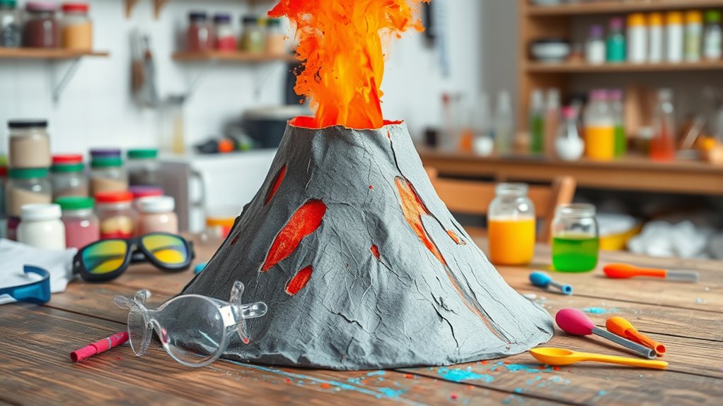 create colorful chemical eruption