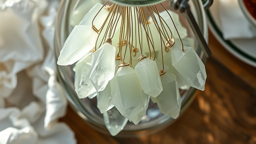 handle crystals gently and dry