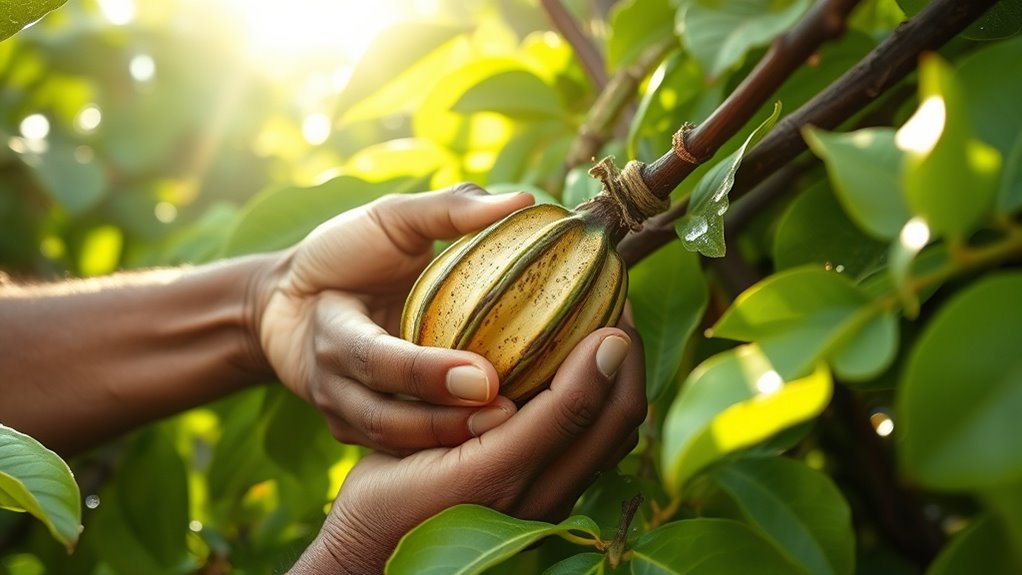 sustainable manual cocoa harvesting