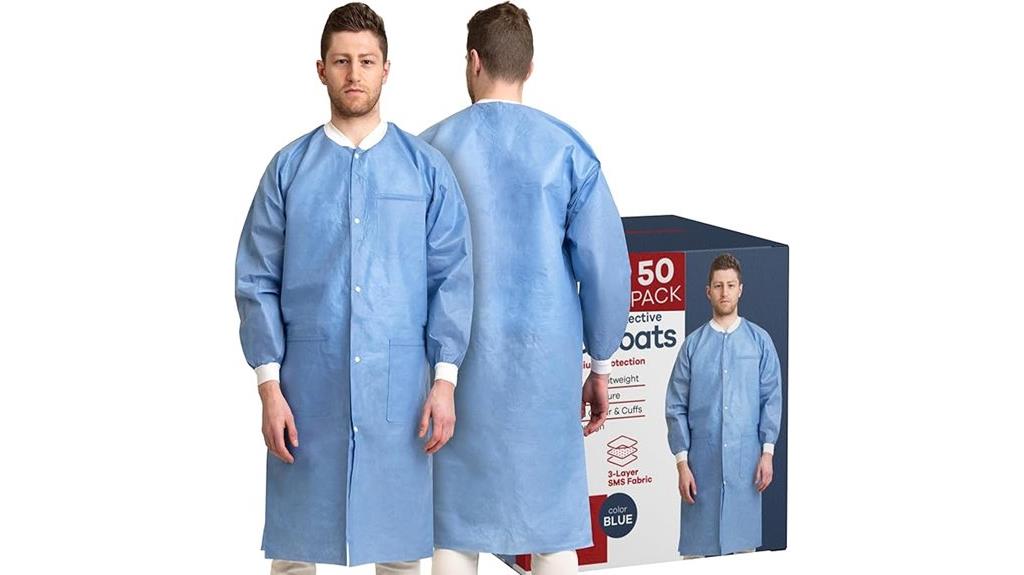 fifty blue disposable coats