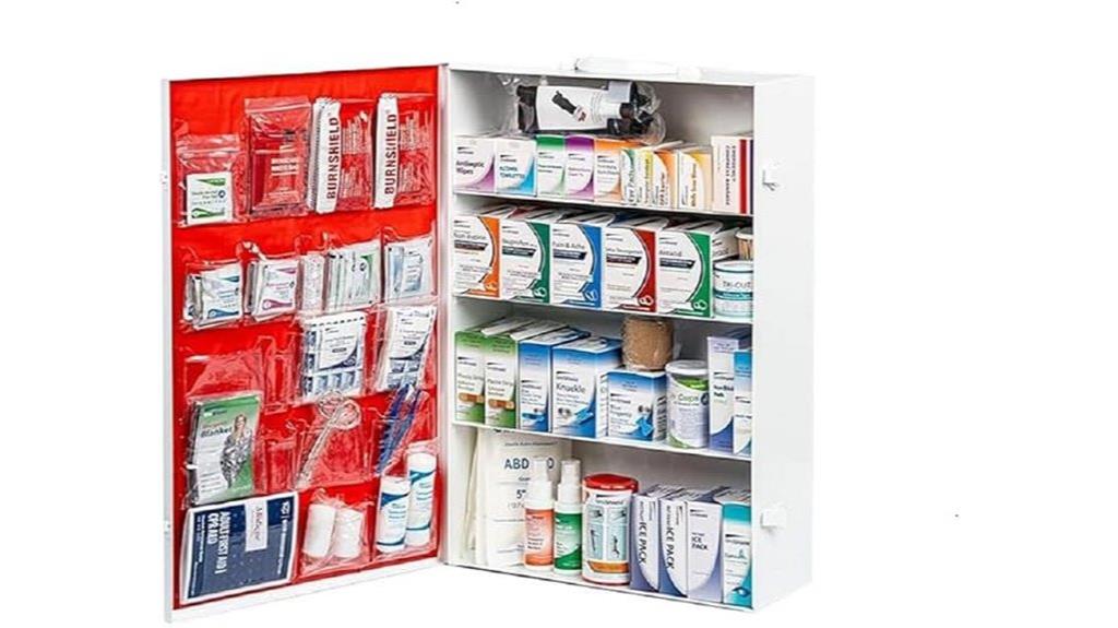 four shelf metal first aid