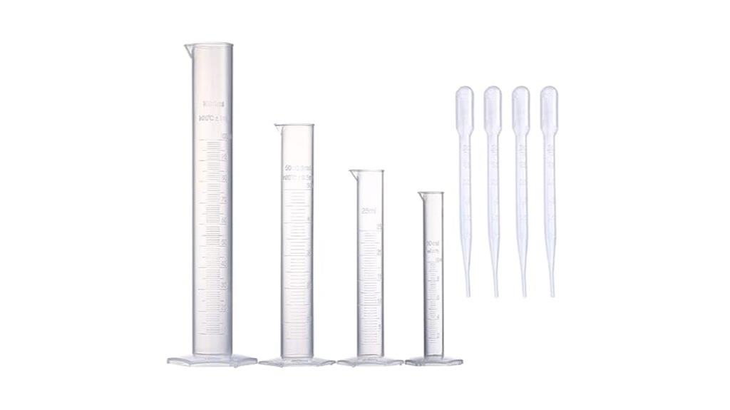 four size measuring cylinders