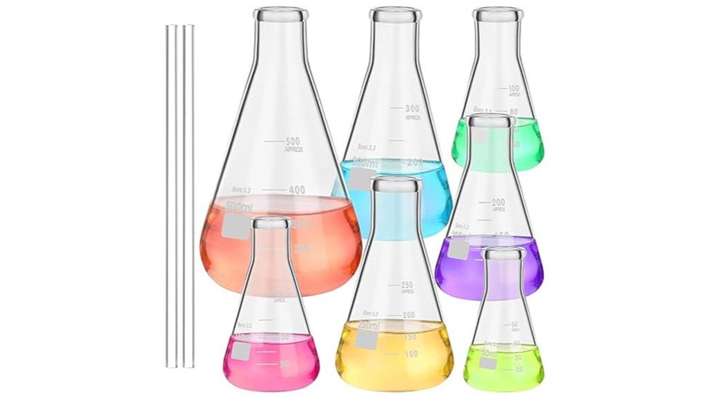 glass erlenmeyer flask set