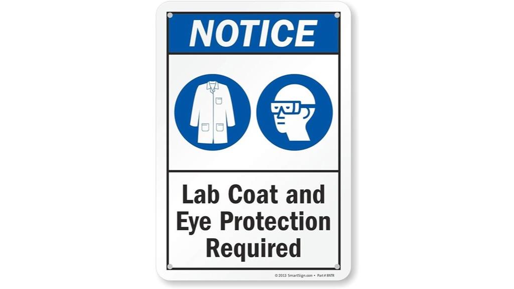 lab coat eye protection sign