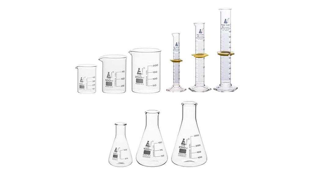 nine piece laboratory glassware set