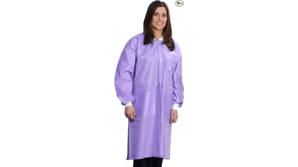 purple knee length lab coats