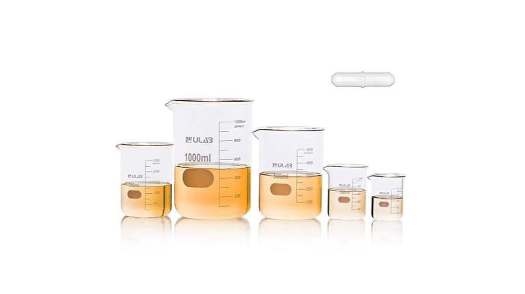 set of five beakers