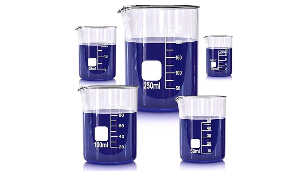 set of five beakers