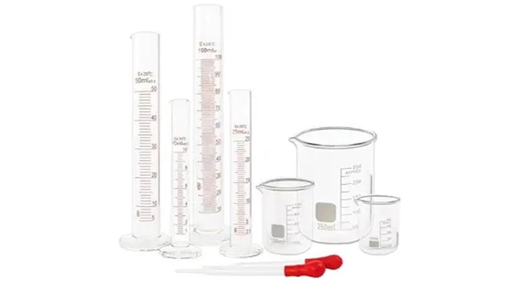 set of glass measuring cylinders