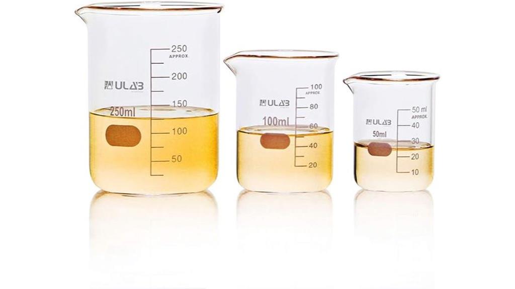 set of three beakers