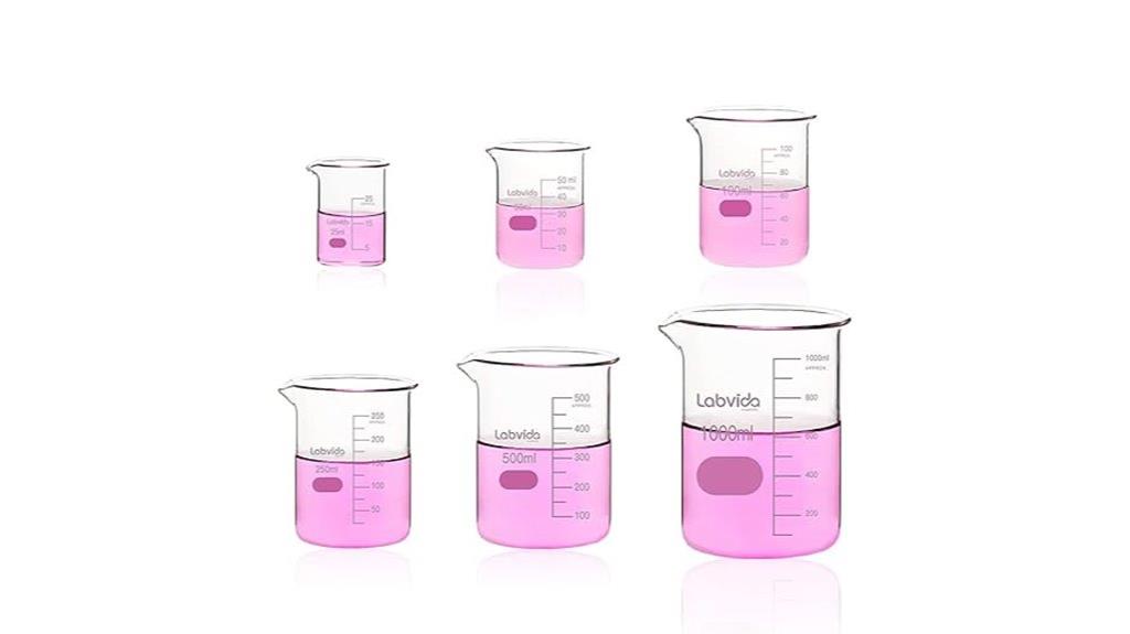 six piece glass beaker set