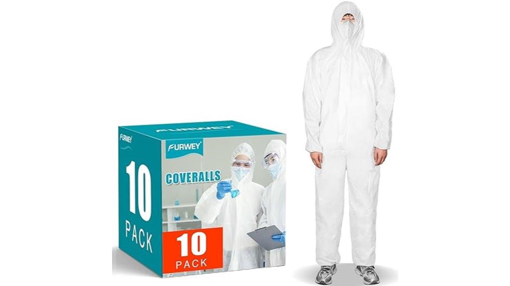 ten disposable coverall packs