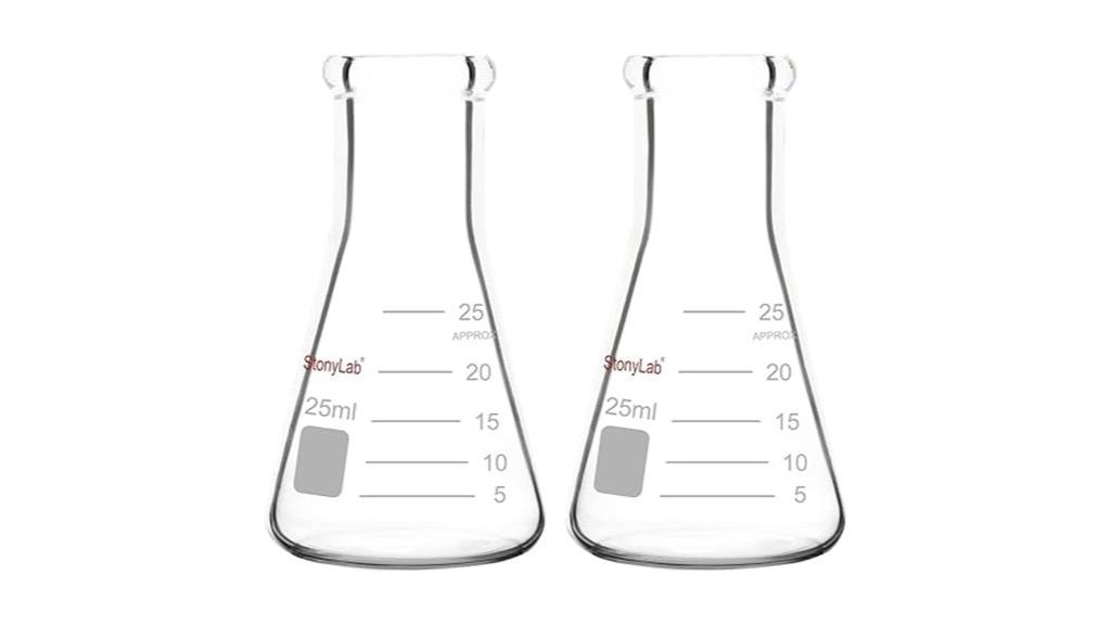 two glass 25ml flasks