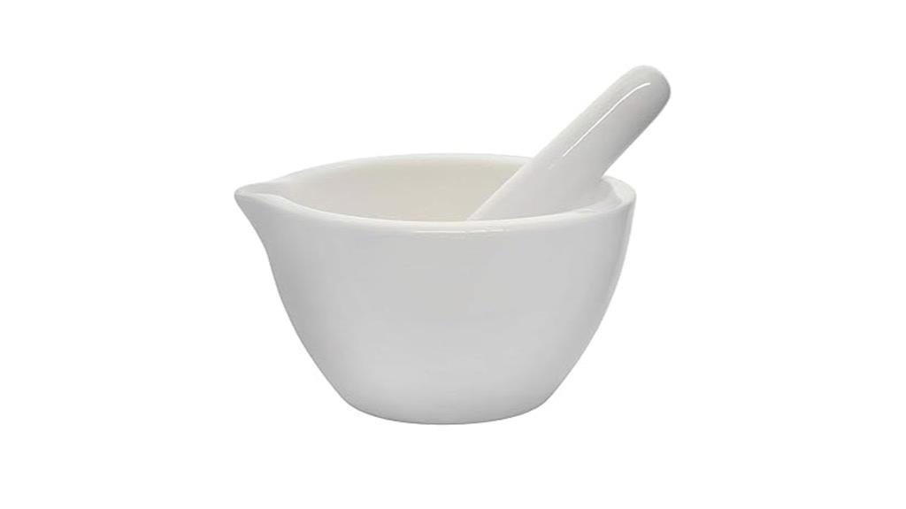 white porcelain mortar set