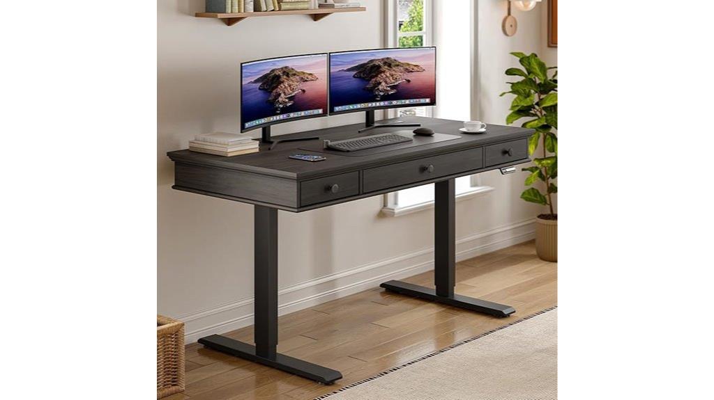 adjustable desk with drawers