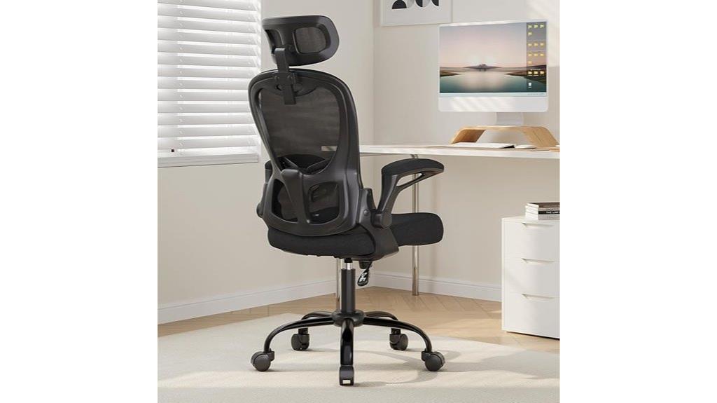 adjustable lumbar flip arm chair