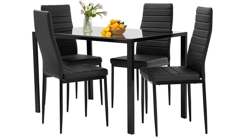 black 5 piece dining set