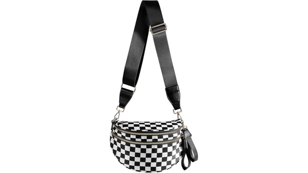 black and white checkered bag