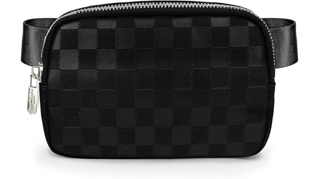 black checkered belt bag