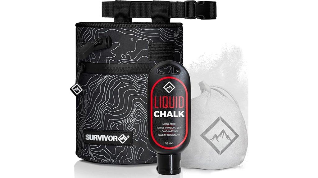 climbing chalk bag with accessories
