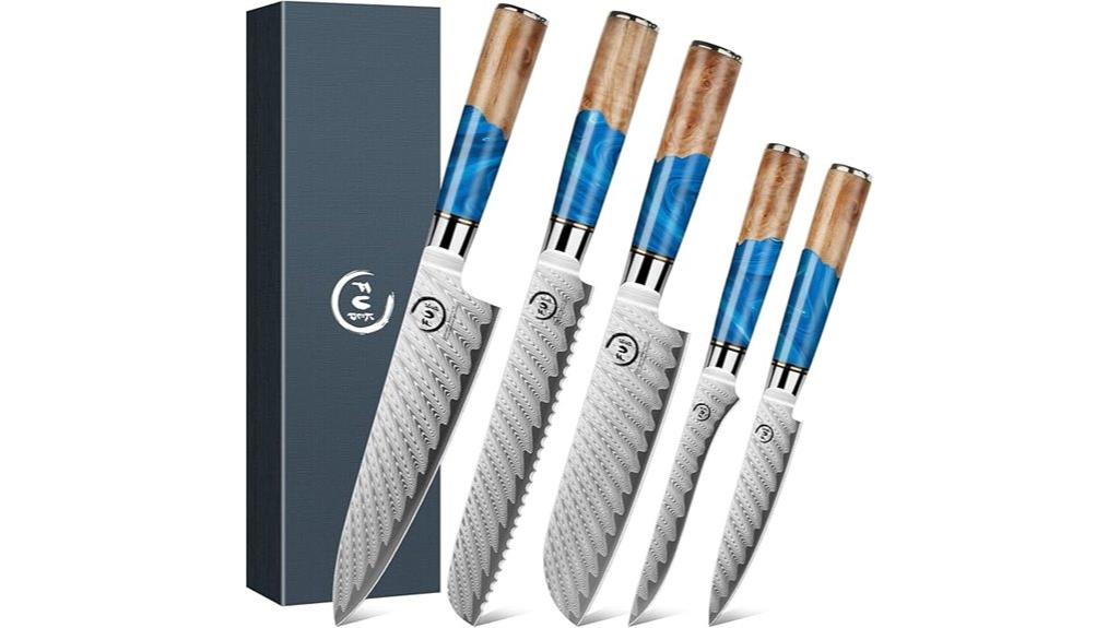 damascus vg10 blue handles