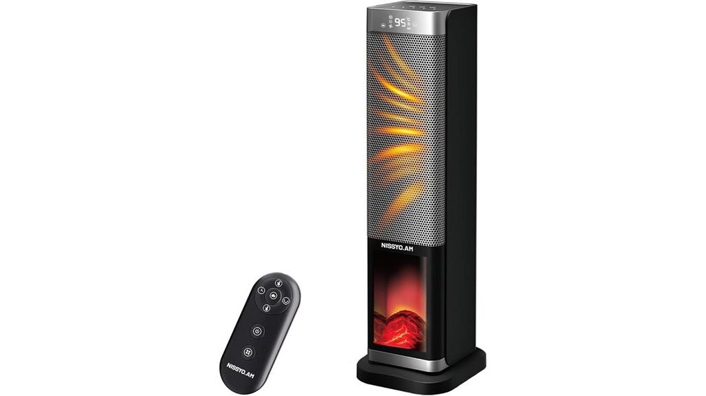 electric tower heater with flame