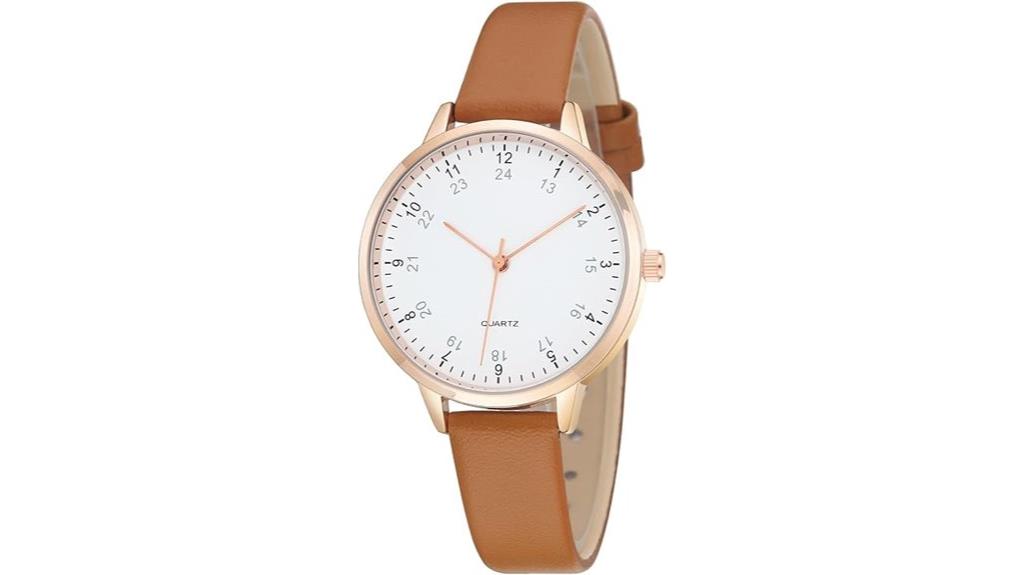 elegant petite leather wristwatch