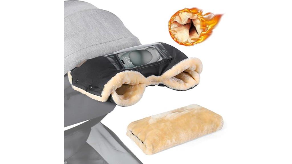 faux sheepskin gloves with phone pockets