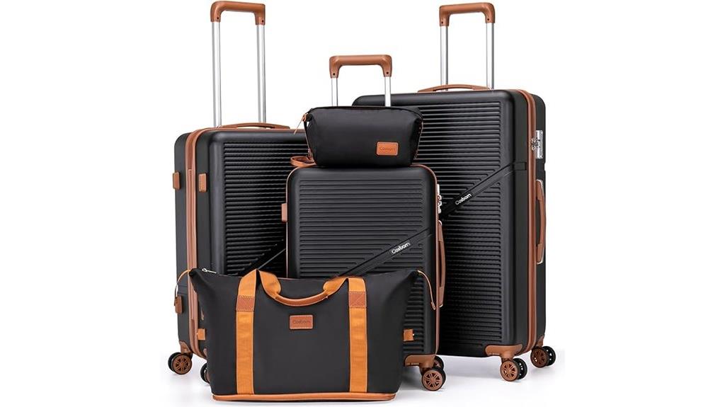 five piece abs luggage set