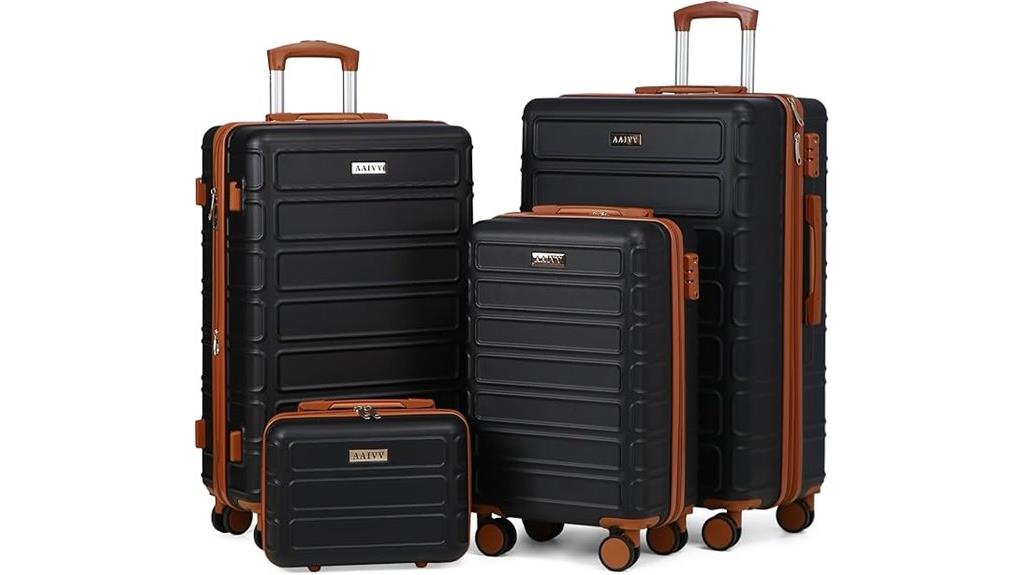 four piece black luggage set