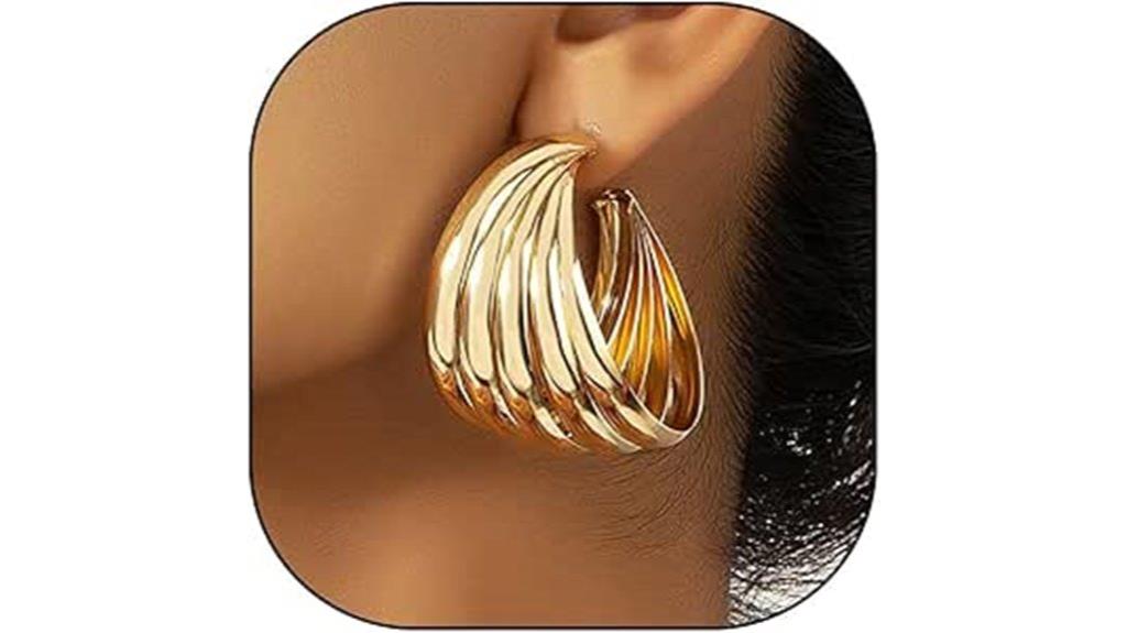 gold chunky evening earrings