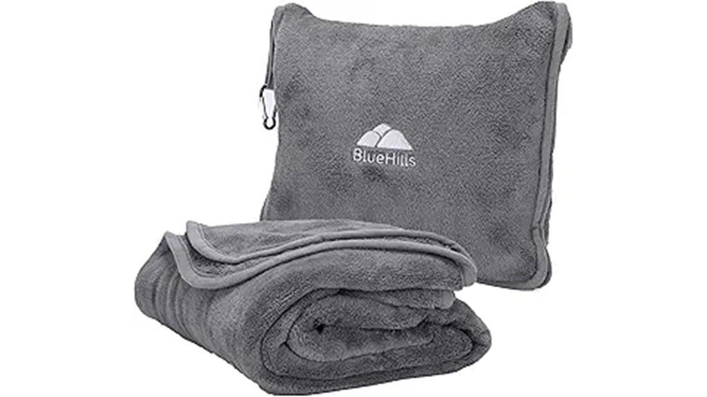 gray travel blanket set