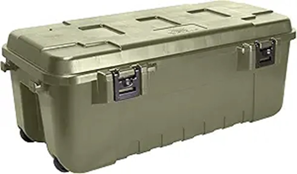 green 108 quart storage trunk