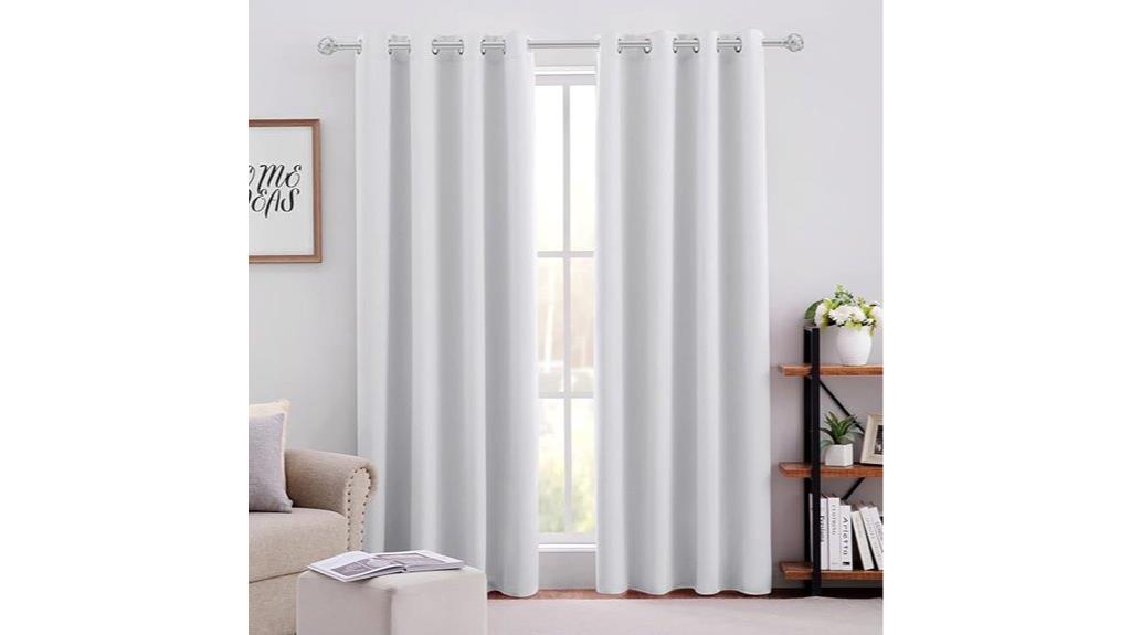 greyish white blackout curtains