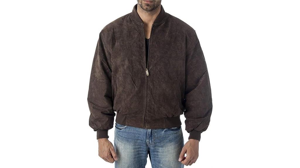 men s suede leather baseball jacket