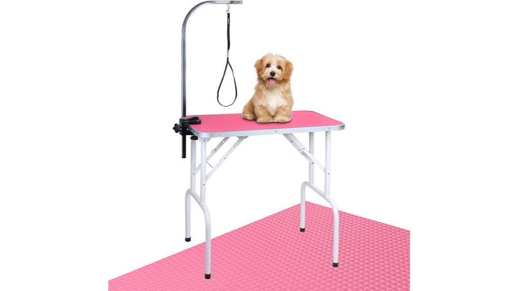 pink 32 inch foldable grooming table