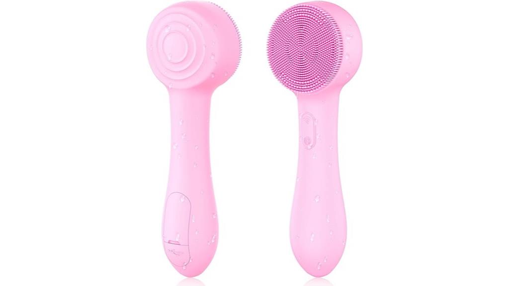 pink silicone face brush