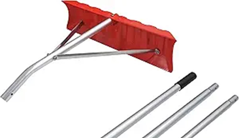 red poly roof rake