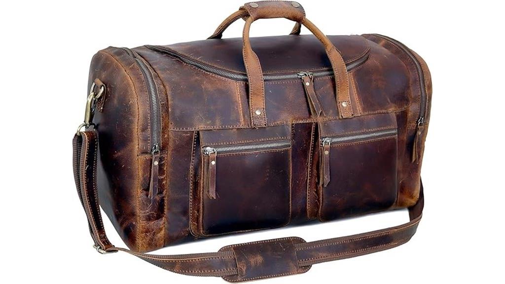 retro leather travel bag