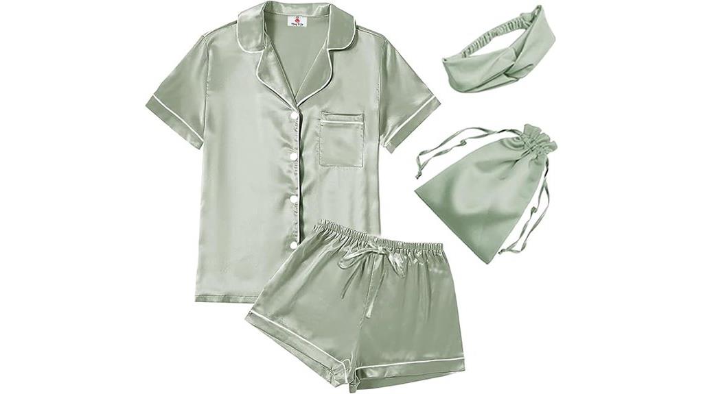 satin sleepwear with shorts