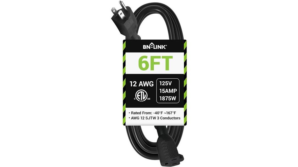 six foot outdoor extension cord