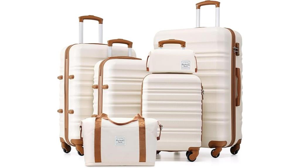 six piece hardshell luggage set