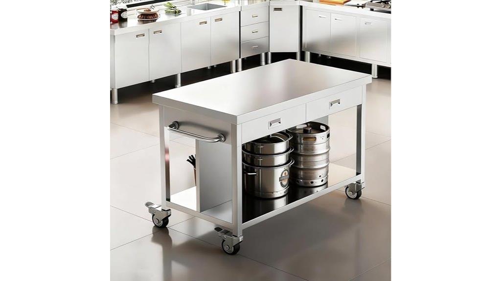 stainless steel mobile kitchen island