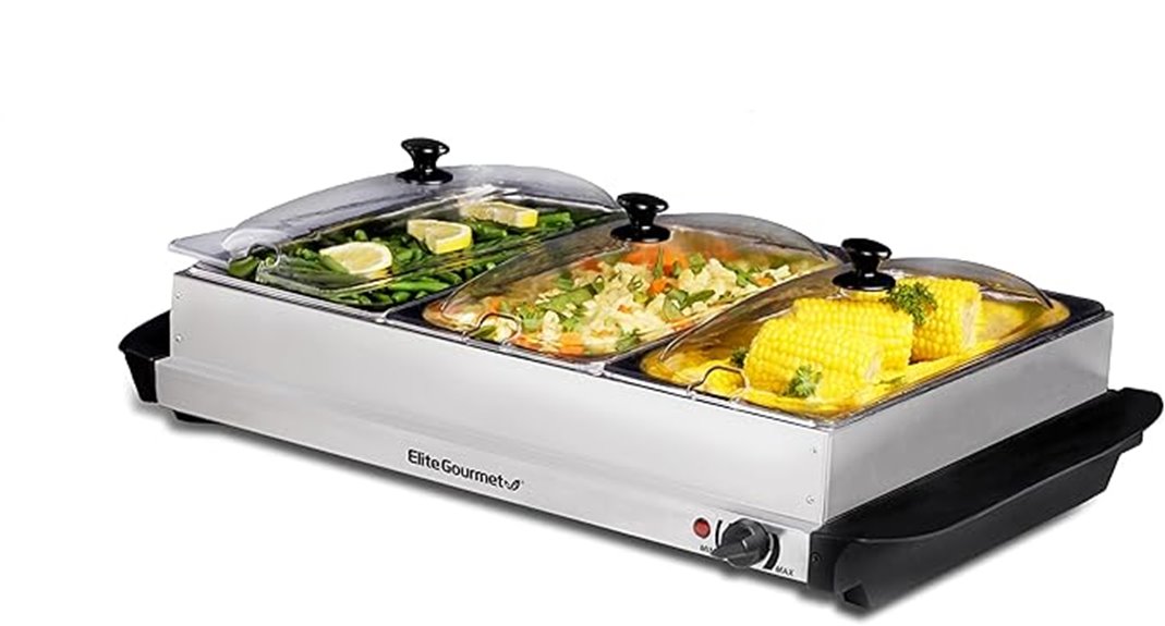 triple compartment food warmer