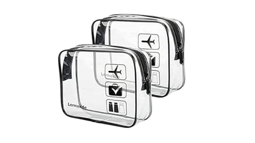 two transparent travel organizers
