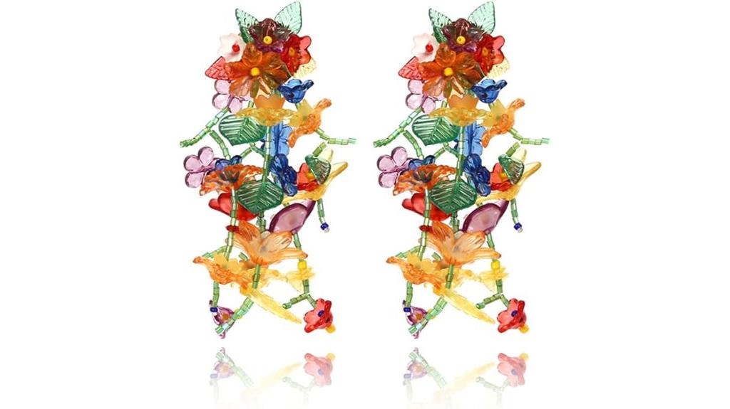 vibrant beaded floral earrings