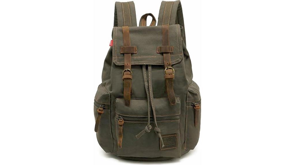 vintage canvas backpack with leather