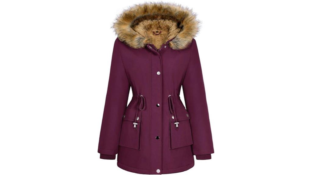 warm fleece lined winter coat