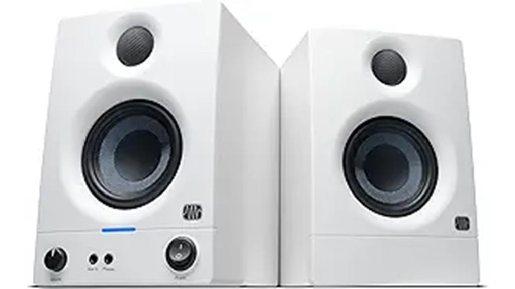 white compact studio monitors