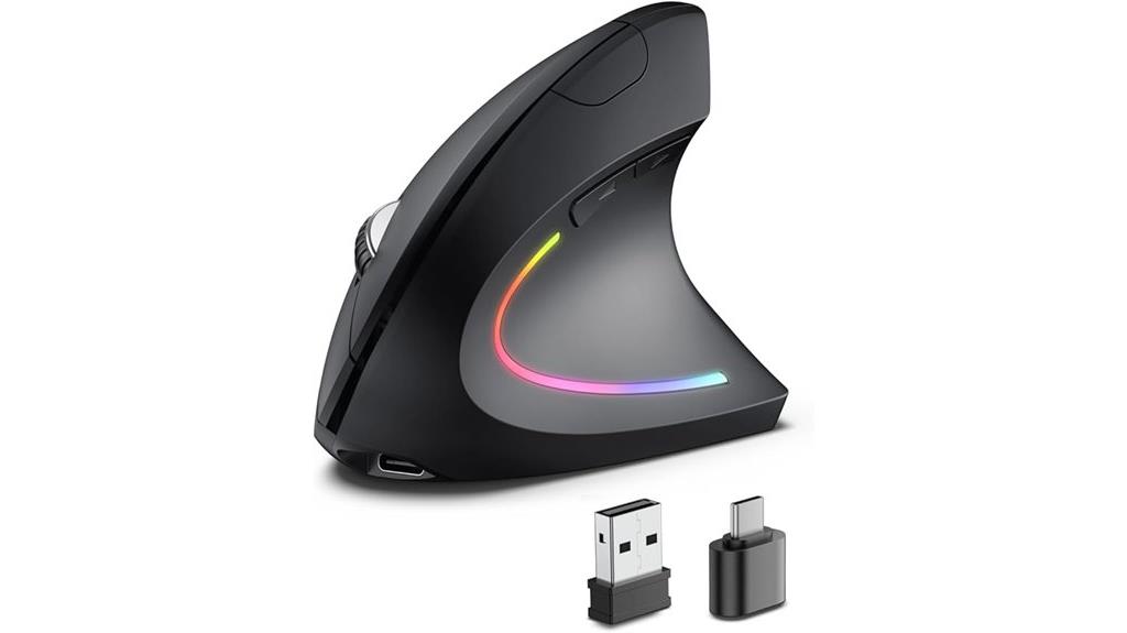 wireless ergonomic rechargeable mouse